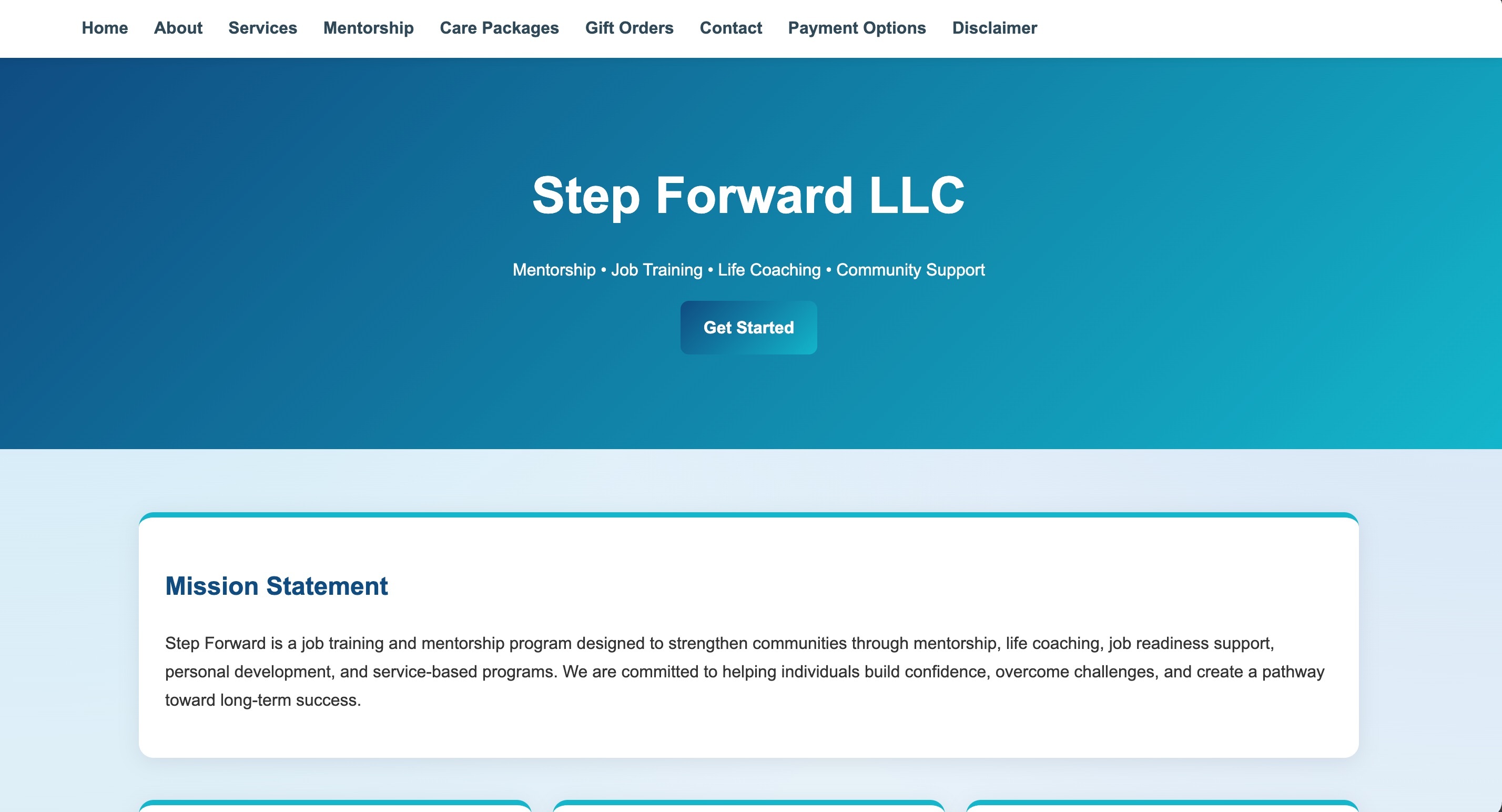Step Forward LLC website homepage screenshot